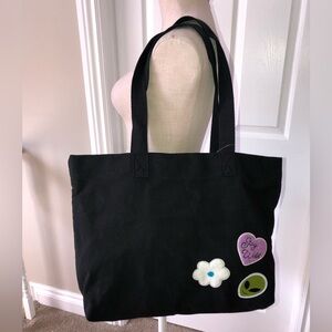 3/$40 Wild Fable Black Tote Bag with Fun Patches